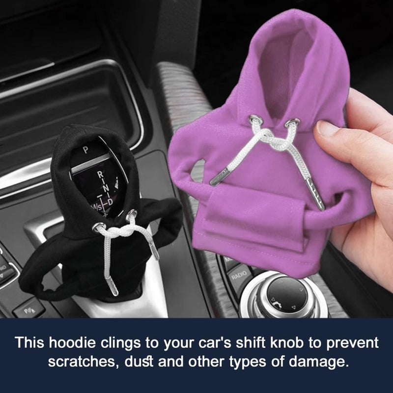 Lecctso Car Shift Knob Hoodie, Fashionable Sweater Hoodie Auto Gear Shift Knob Protector, Universal Car Interior Accessories Funny Car Shift Knob Cover for Car Truck SUV（Purple） - Image 5